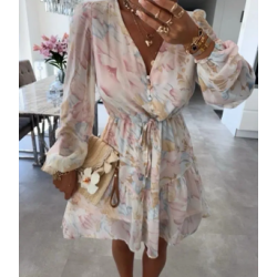 Robe courte imprimée en manche longue.