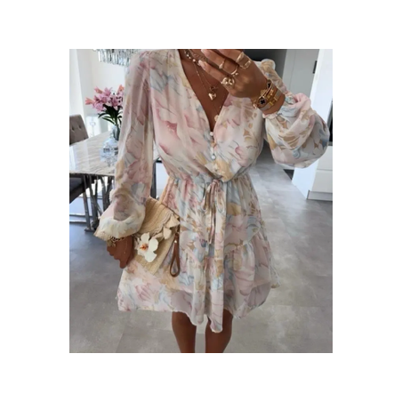 Robe courte imprimée en manche longue.