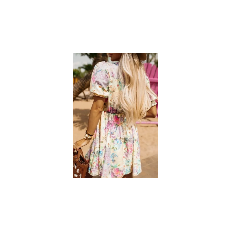 Robe courte d'été imprimée en viscose