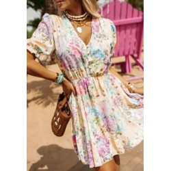 Robe courte d'été imprimée en viscose