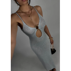 Robe longue lurex en viscose