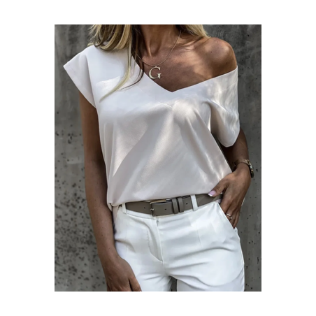 Top T-shirt en col V, large et fluide dans une matière très doux et confortable