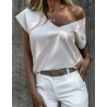 Top T-shirt en col V, large et fluide dans une matière très doux et confortable