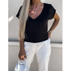 Top T-shirt en col V, large et fluide dans une matière très doux et confortable