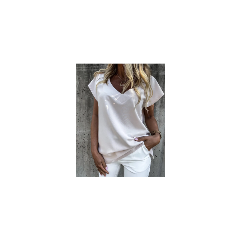 Top T-shirt en col V, large et fluide dans une matière très doux et confortable