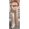 Ensemble 2 pièces : haut + pantalon Haut : Top bardot élastiqué, sans manches, froncé Bas :