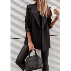 Veste Blazer uni en polyester avec une doublure.