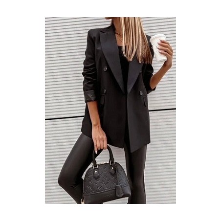 Veste Blazer uni en polyester avec une doublure.