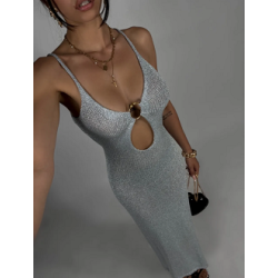 Robe longue lurex en viscose