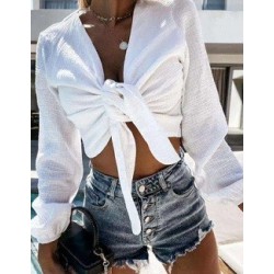 Top Blouse en gaze de coton. Le haut est en taille unique.