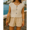 Gilet  en maille avec broches soleil