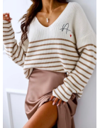 Pull en maille en col V Amour