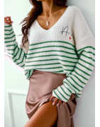 Pull en maille en col V Amour