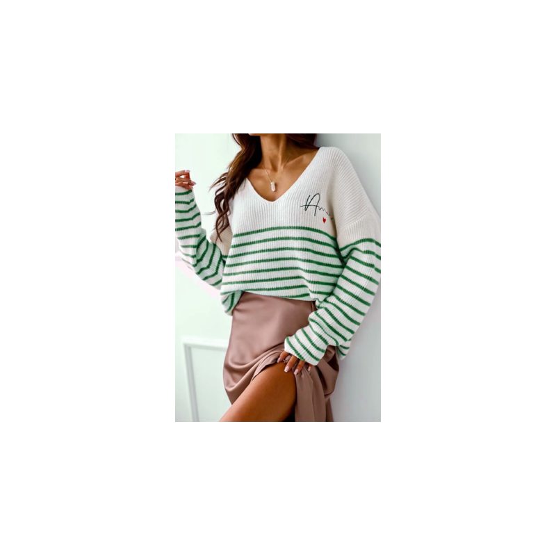Pull en maille en col V Amour