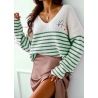 Pull en maille en col V Amour