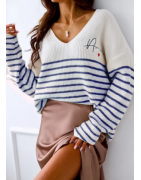Pull en maille en col V Amour