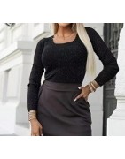 Pull matière brillante