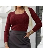 Pull matière brillante