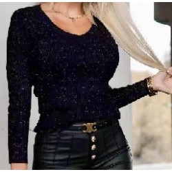 Pull col V femme