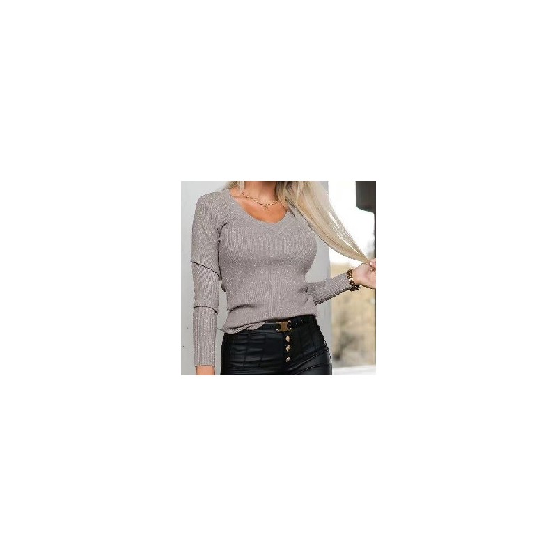 Pull col V femme