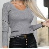 Pull col V femme