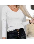 Pull col V femme