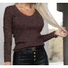 Pull col V femme