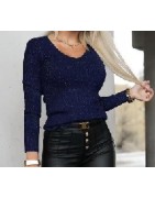 Pull col V femme