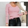 Pull col V femme