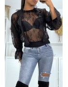 Blouse femme tulle et dentelle