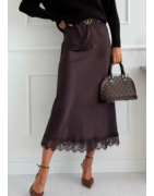 Jupe satin avec dentelle